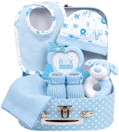 Baby Box Shop's Boy Gift Set - Essential Keepsake Box With Unique Items, Must-Haves for Newborns