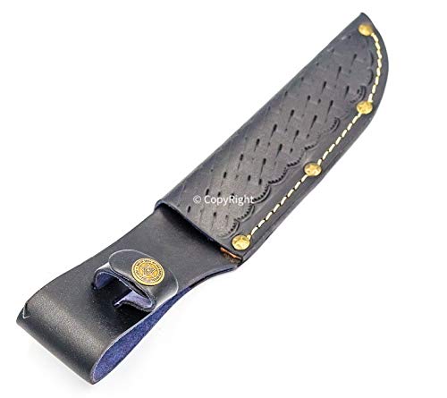 10" Handmade Real Leather Sheath for Fixed Hunting Blade Knife Engraved/Belt Loop