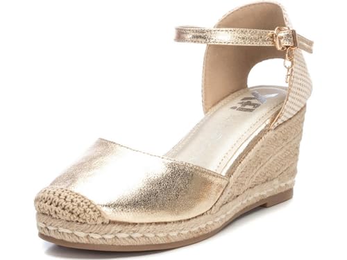 XTI 142334, Sandalias con cuña Tipo Alpargatas Mujer, Oro, 40 EU