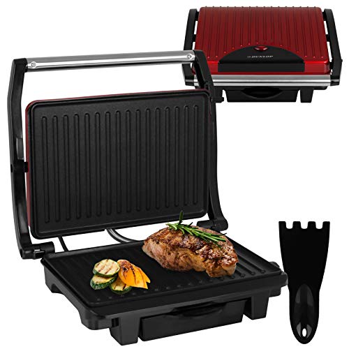 Dunlop Kontaktgrill 1000W Tischgrill elektrisch Elektrogrill Balkon Partygrill Sandwichtoaster Gartengrill Barbecuegrill