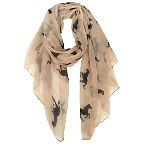 E-Clover Herebuy Cool Animal Print Scarves: Fashionable Horse Print Scarf for Women Mother's Day Gift (Brown&Black) Cover