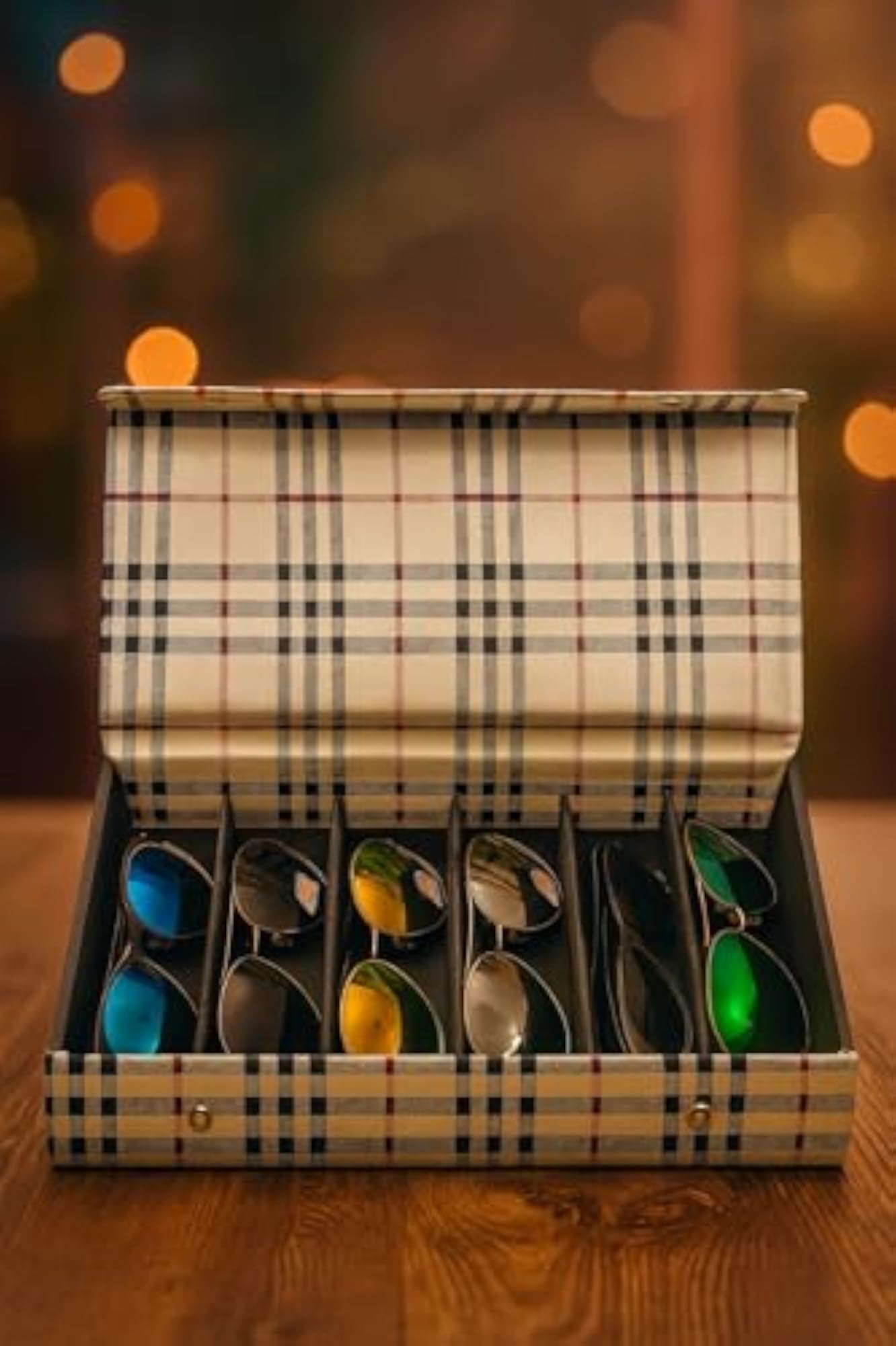 Plaid Pattern Sunglasses and Jewellery Storage Box