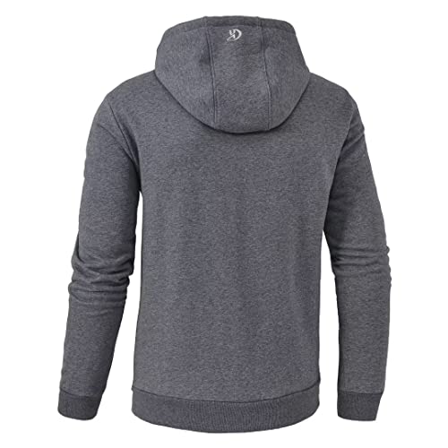 Pdbokew Men's Fleece Hoodie Drawstring Full Zip Sweatshirt With Fleece Lined Sleeves A-Grey #TOP4
