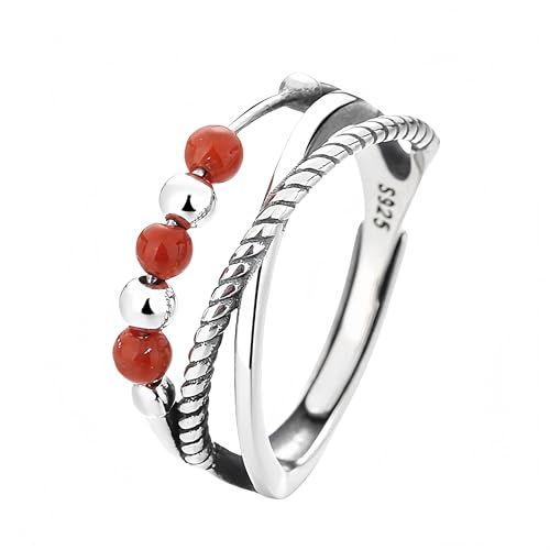 Bague femme argent bague anti-anxiété agate naturelle anti-stress spinner