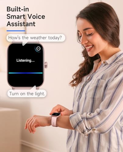 TOOBUR Smart Watch for Women Alexa Built-in, 1.8" Compatible Android iOS, Answer&Make Call/Heart Rate/Step Counter/Sleep Tracker/100 Sports, Fitness Tracker Watch IP68 Waterproof Swimming, Pink