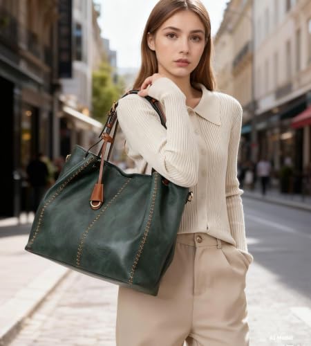 Bolso Hobo Vintage de PU con Detalles de Remaches miniatura 2