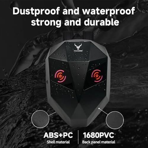 Image of REDHORNS LED Laptop Bag Motorcycle Riding Backpack, Hard Shell LED Motorbike Rider Waterproof Backpack, for Travelling Camping Cycling Travel Bag - Black