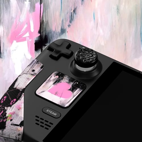Image of PlayVital Premium Split Handle Grips for Steam Deck LCD & OLED - Soft Rubber Pads, Trackpads Skin, Trigger Back Button With Thumb Grips - Hexagonal Diamond Textured Lovely Punky Bunny