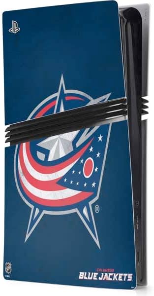 Skinit Decal Gaming Skin Compatible with PS5 Pro Console - Officially Licensed NHL Columbus Blue Jackets Frozen Design