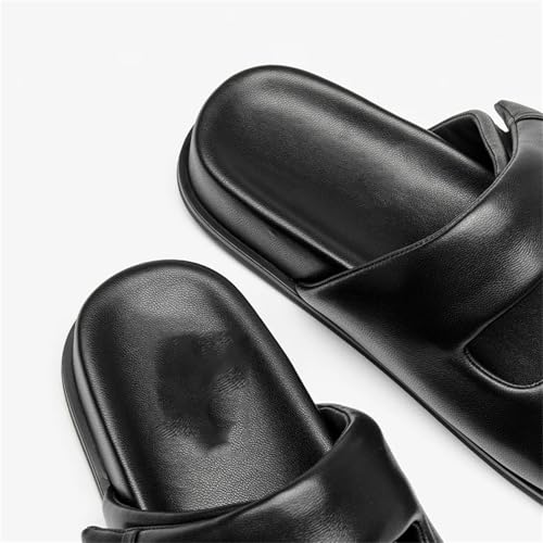 Women's Genuine Leather Slippers - Thick Sole Double Strap Beach Summer Flats4