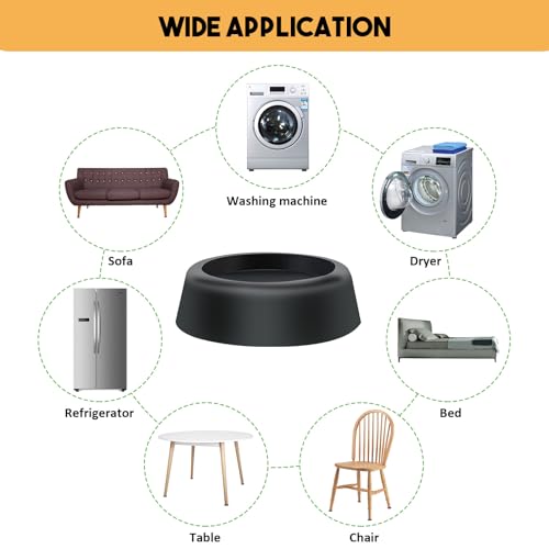 Aubess 8 Stück Schwingungsdämpfer Waschmaschine, Schwarz Anti Vibration Waschmaschine Füße, Rund Waschmaschine Dämpfer, Vibrationsdämpfer Waschmaschine für Trockner Kühlschrank Tisch Stuhl