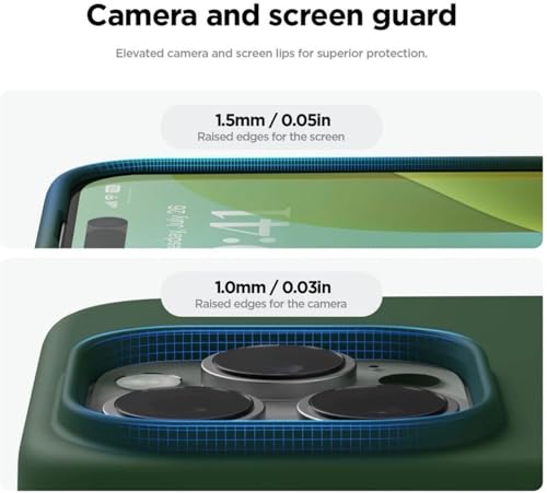 Image of Premium Liquid Silicone Case for iPhone 16 Pro - Slim Full Body Protective Back Cover with Soft Microfiber Lining, Anti-Slip Grip Scratch Resistant Phone Case (Dark Green)