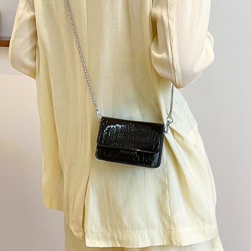 Image of Small Crossbody Purse Bag for Women,Y2K Cute Metallic Croc Handbag