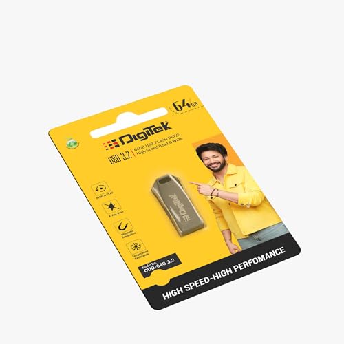 Image of Digitek (Dud 64G V3.2) USB 3.2 Flash Drive, 64GB Storage, High Speed Read & Write, Pen Drive, Magnetic, X-Ray & Temperature Resistant | Compatible with Windows & Mac OS