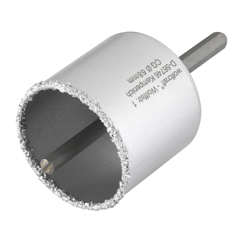 wolfcraft Corona de perforación recubierta de carburo de tungsteno, con adaptador I 3896000 I Para instalaciones sanitarias y eléctricas en paredes de ladrillo y piedra; profundidad de corte: 55 mm