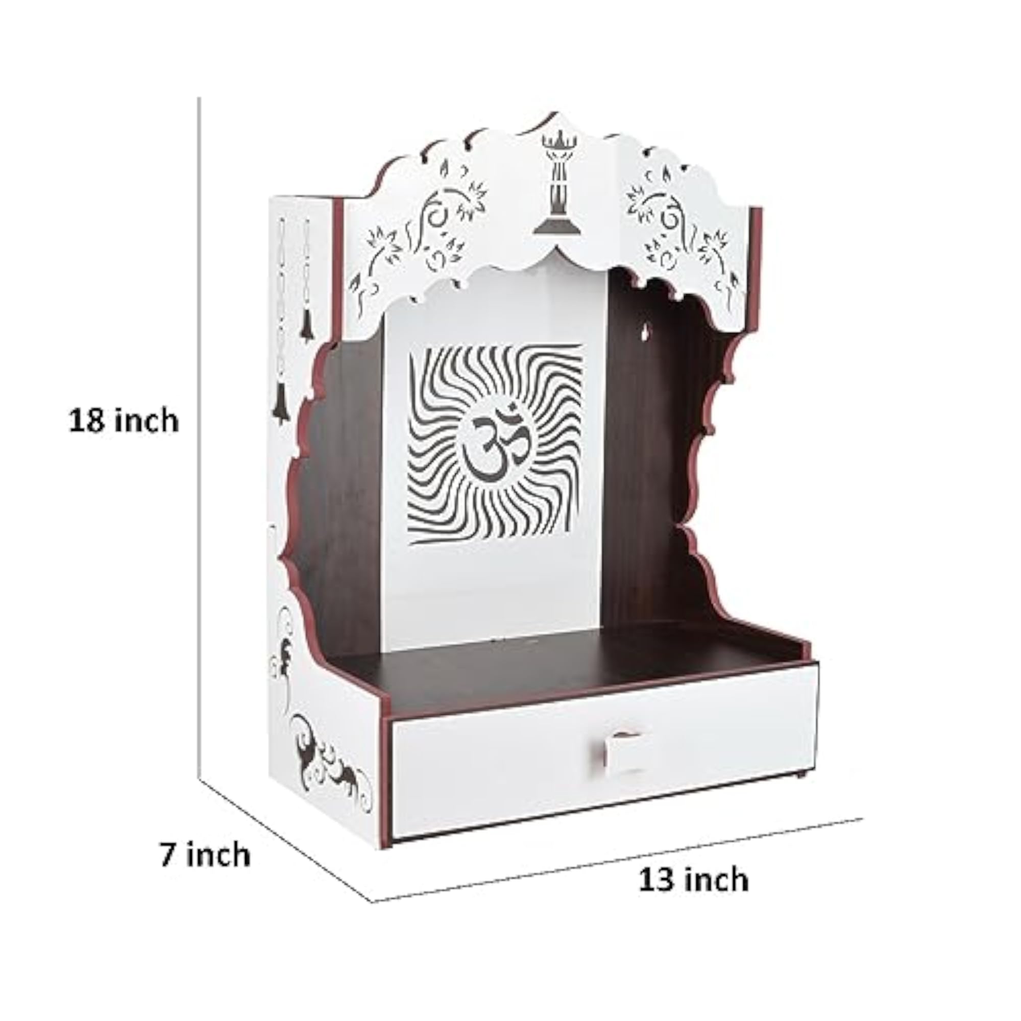 Premium Wooden Pooja Mandir with LED Light & Storage