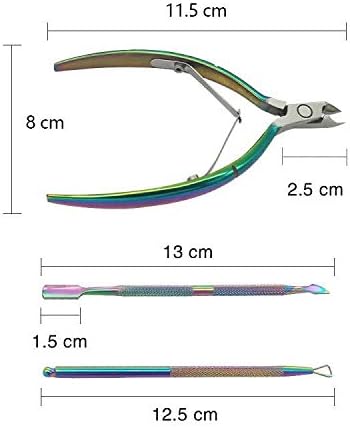 Cuticle Nipper Cuticle Pusher Cuticle Cutter for Precise Dead Skin Remover Pedicure Manicure Nail Art Tools Durable Cuticle Scissors Stainless Steel Rainbow - Image 3