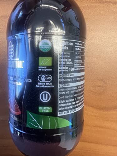 Georgia’s Natural Organic Pomegranate Juice – All-Natural, Cold Pressed Pure Juice Rich In Vitamin C – Not From Concentrate – No Added Sugars Or Water – No Gluten, Gmos, Preservatives – 33.81 Fl Oz Bottle (Pomegranate, 10.14 Fl Oz. (Pack Of 12)) #TOP6