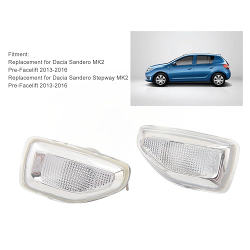 ANGGREK Seitenmarkierungsleuchte, Blinker Seitenindikatorlampen Kompatibel mit Sandero MK2 Pre Facelift 2013 Bis 2016 mit OE 261651140R