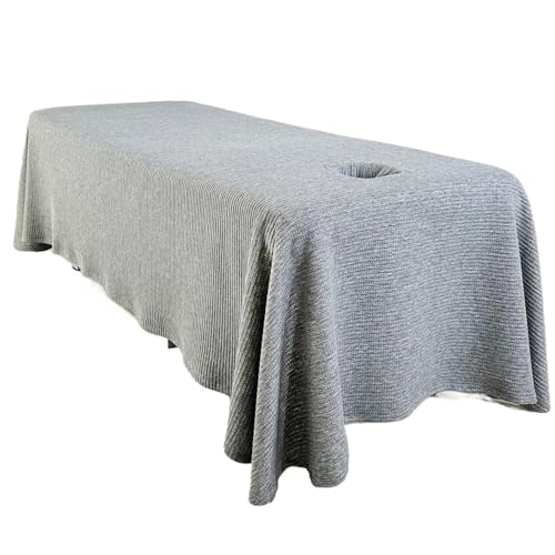 Drap de lit de massage gris lavable housse spa avec trou visage - 3