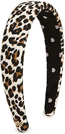 Lele Sadoughi Women's Corduroy Alice Headband, Leopard, Black, Print, One Size