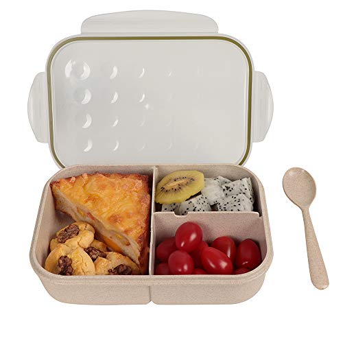 Uptrust Bento Lunch Container For Kids, Bento Adult Box With 3 Compartment. Leak-Proof, Microwave Safe, Dishwasher Safe, Healthy Bpa Free, Lightweight Easy To Carry And Store (Spoon Included, Green) #TOP9