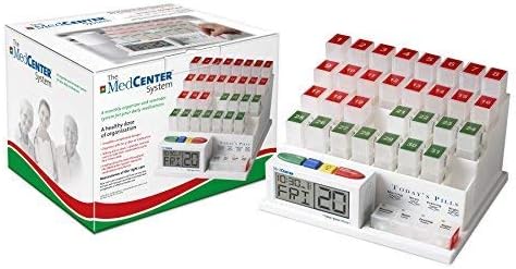 The Original Monthly Medication Organizer with Easy Set Reminder Clock by MedCenter