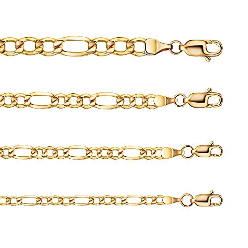 Pori Jewelers 14K Yellow Gold 2.5Mm, 3.5Mm, 4.5Mm, Or 5.5Mm Figaro Link Chain Necklace- Made In Italy- Multiple Lengths Available (2.5Mm, 16 Inch) #TOP2