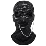 JOEYOUNG Punk Distressed Balaclava Face Mask for Men Women Punk Rock Accessories Punk Clothes Studded Spiked Gothic Costume Balaclava