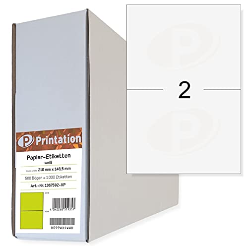 Étiquettes d'expédition 210x148 mm blanches Printation haute adhérence pack de 500 feuilles