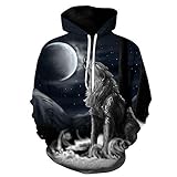 Dalicoter Men Women's 3D Print Wolf Graphic Hooded Sweatshirts Hoodies Novelty Pullover-C3-2XL
