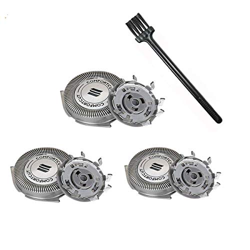 SH30 Replacement Blades for Compatible with Norelco Shaver,SH52 Replacement Shaver Heads with Brush for Series 1000, 2000, 3000 Shavers and S738 Click and Style