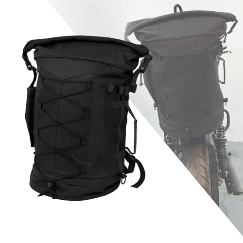 Bolsa de equipaje para motocicleta con gran capacidad, bolsa de viaje expandible de 85 litros, mochila de respaldo sissy bar con correas, ajuste universal para Harley miniatura 1