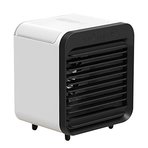 Air Cooler, Tragbarer Luftkühler Wassergekühlte Klimaanlage Desktop-Lüfter 3 Gänge Usb Wiederaufladbar für Reisen Im Freien Zu Hause (Weiß)