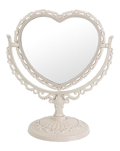 D&XQAUO Vintage Heart Mirror for Desk Cute Coquette...