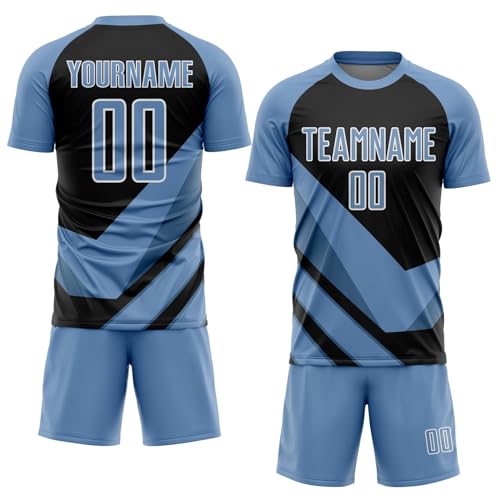 Custom Soccer Jerseys for Men Women Youth Kids, Light BlueWhite Personalized Soccer Jersey Printed Name Number Logo Mens Clothing
