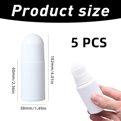 5 Stück Deoroller Zum Befüllen,Roll On Flasche Leer,Kunststoff Roller Flaschen Nachfüllbare,Sonnencreme Applikator Nachfüllbar,Deo Sonnencreme Roller für ätherische öle,Hautpflegeprodukte,Parfüm(50ml)