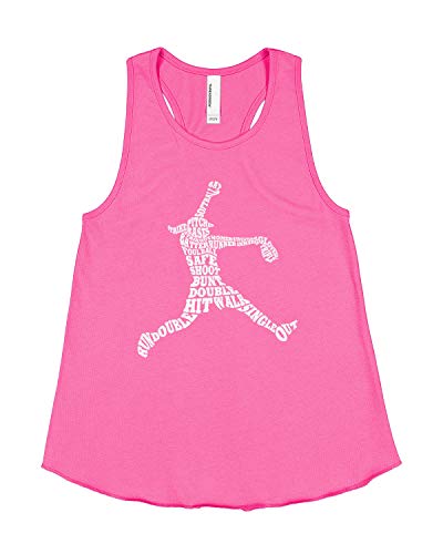 Threadrock Big Girls' Softball Player Typography Racerback Tank Top
