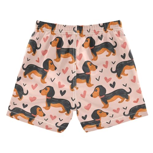 senya Dachshund Dogs and Hearts 1 Boys Swim Trunks Toddler Shorts Swimwear Boardshorts2