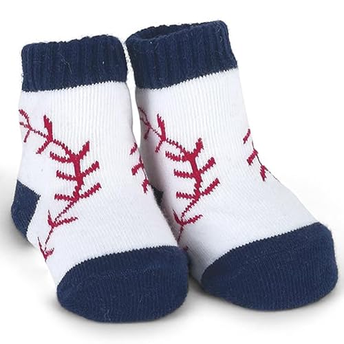 Bearington Collection - Bearington Lil' Slugger Baby Baseball Newborn Socks - Soft Cotton Baseball Baby Clothes Accessory for Boys - Cozy Stretchy Infant Socks with Sporty Design - Adorable Gift for Newborns