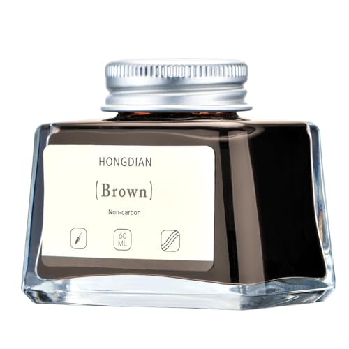 Image of Asvine Hongdian Fountain Pen Bottled Ink Brown, 60ml Fountain Pen Ink Bottled for Writing and Calligraphy, Non Carbon