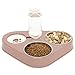 Rostfreier Stahl Doppelnapf Katzen,3 in 1 Futternapf Katzen,Katzenfutternäpfe Hoch mit Automatischem Wasserspender,Doppelter Futternapf Kleine und Mittlere Katzen und Hunde (Rosa)