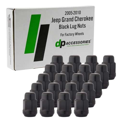 DPAccessories Lug Nuts Compatible with 2005-2010 Jeep Grand Cherokee | Black OEM Style | Factory Aluminum Wheels Only | Set of 20 Wheel Nuts | DGCH03F-BK/1