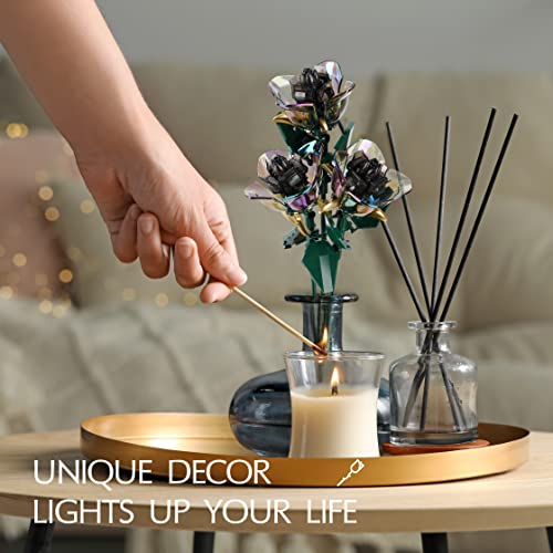 Rose Flower Bouquet Building Set,Botanical Collection Rainbow Artificial Plant Compatible with Lego Gift for Adult Home Decor(Black 120pcs)