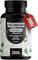 Magnesium Komplex hochdosiert - 200 Kapseln - 400 mg Magnesium pro Tag + Vitamin C, mit Bisglycinat, Citrat, Oxid, L-Ascorbat, Malat, vegan & produziert in Deutschland