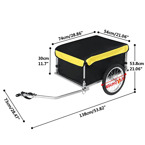 Sefzone Bike Trailer Cargo Foldable 143 Lbs Max Load, With Removable Box And 600D Oxford Cover, 2X16'' Inflatable Wheels, Aluminum Bicycle Cargo Trailer W/Hitch, For Luggage, Tools, Groceries #TOP6