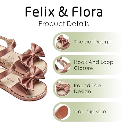 Image of Felix & Flora Toddler Girl Sandals - Little Girl Easter Dress Shoes Lightweight Open Toe Beach Holiday Flats