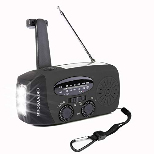 Portable Emergency Radio, Wind Up Solar Radio Hand Crank Powered Weather Radio with AM/FM Tuner, USB Phone Charger, Bright LED Flashlight for Household and Outdoor Camping, Activities