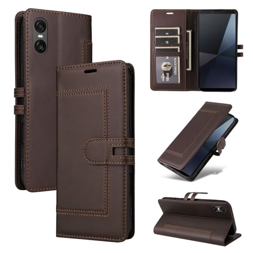Étui Sony Xperia 1 V 5G 2023 marron | Housse rabat cuir magnétique portefeuille