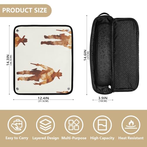 Hair Tool Travel Bag and Heat Resistant Mat Waterproof Portable Open Flat Travel Bag for Hot Tools Curling Iron Flat Irons Hair Volumizer Styler, Western Cowboy Boots Gun Grasslands miniatura 4